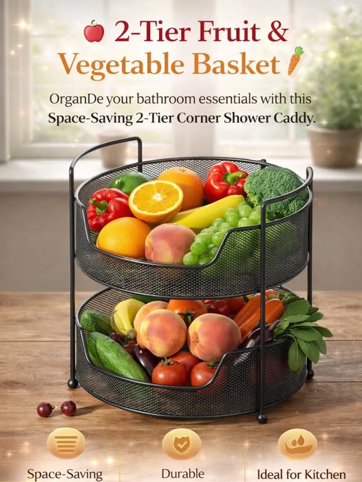 2-Tier Metal Fruit & Vegetable Storage Basket