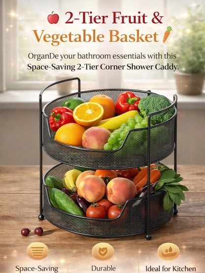 2-Tier Metal Fruit & Vegetable Storage Basket