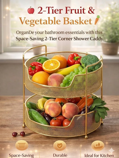 2-Tier Metal Fruit & Vegetable Storage Basket
