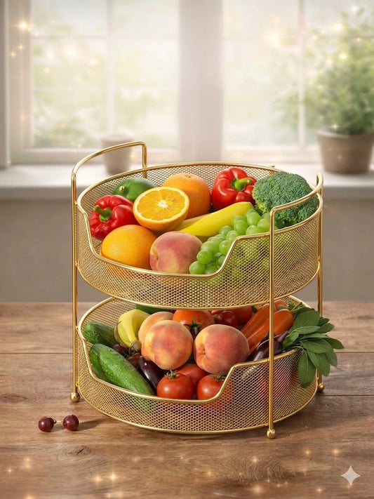 2-Tier Metal Fruit & Vegetable Storage Basket