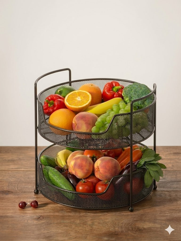 2-Tier Metal Fruit & Vegetable Storage Basket