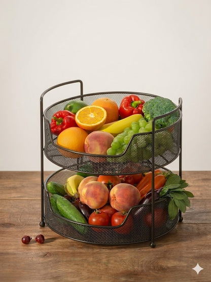 2-Tier Metal Fruit & Vegetable Storage Basket